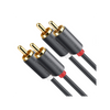 Audio Cable 2 RCA Male to 2 RCA Male / 3 Meters (9.84 Feet) / Black Color / High Quality / Rubber Rings to Ensure a Firm Grip when Installing or Removing the Cable