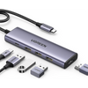 HUB USB-C (Estación Dock) 5 en 1 | HDMI 2.0 4K@30Hz | 3 USB-A 3.0 (5Gbps) | Carga USB-C PD 100W | Potente Disipación de Calor | Chip de Última Generación | Cable de Nylon Trenzado de 25 cm | Carcasa de Aluminio.