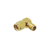 Right Angle Adapter, SMA Male to SMA Female Reverse, Gold/Gold/Teflon.