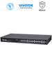VIVOTEK AW-GEV-264B-370 - Switch PoE gestionable con 24 puertos PoE GE RJ45, 2 puertos GE SFP, 30W por puerto, 370W totales, VIVOCAM WEB Smart, 52Gbps y protección de 6KV.