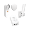 Kit de radio C5X, rango de frecuencia extendida (4.9 a 6.4 GHz), incluye inyector POE, montaje universal para tubo o poste Y una antena de 12 dBi