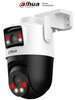 DAHUA IPC-WPT1339DD-SW-3E2-PV -Cámara IP PT Wifi Dual de 6 MP/ Dos lentes de 3 MP cada uno fijo y PT, Iluminador Dual Inteligente, IR 50m, Microfono y Altavoz Integrados, IA, Autotracking, Disuasión activa, Ranura MicroSD, IP66