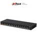 Dahua DH-PFS3016-16GT-190 - Switch Gigabit PoE de 16 puertos/ 190 Watts totales/ los 2 puertos naranjas soportan Hi-PoE estándar/ Switching de 32 Gbps/ Tasa de reenvío de paquetes 23.808 Mbps/ Protección contra descargas/