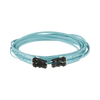 Jumper de Fibra Optica Multimodo 50/125 OM3, LC-LC Duplex, OFNR (Riser), Color Aqua, 9 Metros (29.53 Pies)