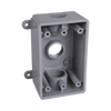 Caja Impermeable de 1 Gang / Profundidad de 2 Pulgadas (5.08 cm) / Cuenta con 3 Salidas Roscadas para Tubería de 1/2 Ó 3/4 / Color Gris
