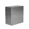 Junction Box Extra Large 10 x 10 x 4/ 4-inch Depth/Side knockouts - End knockouts: two 1/2-inch - 3/4-inch, one 3/4-inch - 1-inch, and two 1-inch - 1 1/4-inch / Cover included.