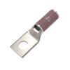 Terminal de compresión de cobre electrolítico estañado de cañón corto para tornillo de 1/2 y calibre 4 AWG, marca Zapata.