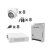 KIT TurboHD 1080p / DVR 8 Canales con audio por coaxitron / 8 Cámaras con Micrófono Integrado 101° Visión/ luz blanca + IR visión nocturna / Transceptores / Conectores / Fuente de Poder Profesional