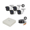 Kit TurboHD 720p / DVR 4 canales / 4 Cámaras Bala de Metal / 4 Cables 18 Mts / H.265+ / 1 Fuente de Poder Profesional / Accesorios de Instalación