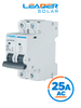 LEADER LLA7-2P-63 25A AC - Interruptor Automático corriente alterna 2 Polos 25 Amp/Tensión Nominal 220 - 415 VAC/50 - 60 Hz / Estándar IEC / Protección con sistema de disparo termomagnético / Montaje riel Din / Protección IP20 / -5 °C A +40°C