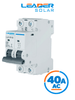 LEADER LLA7-2P-63 40A AC - Interruptor Automático corriente alterna 2 Polos 40 Amp/Tensión Nominal 220 - 415 VAC/50 - 60 Hz / Estándar IEC / Protección con sistema de disparo termomagnético / Montaje riel Din / Protección IP20 / -5 °C A +40°C