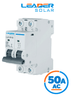 LEADER LLA7-2P-63 50A AC - Interruptor Automático corriente alterna 2 Polos 50 Amp/Tensión Nominal 220 - 415 VAC/50 - 60 Hz / Estándar IEC / Protección con sistema de disparo termomagnético / Montaje riel Din / Protección IP20 / -5 °C A +40°C