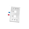 Placa de Pared de 2 Puertos, Keystone, con Espacio para Etiqueta, Color Blanco