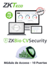 ZKTECO ZKBIOCVACP10 - Licencia perpetua para 10 puertas en Control de Acceso BioCVSecurity / Hasta 30,000 usuarios / 200 departamentos / 200 áreas