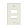 Placa de Pared Vertical, Salida para 4 Puertos Keystone, Color Blanco Mate
