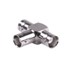 BNC Female to Dual BNC Female T-Adapter, 50 Ohm, Nickel/Silver/Teflon.