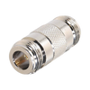 Adaptador de Barril en Línea para 50 Ohm, de Conector N Hembra a N Hembra, Plata/Oro/Teflón.