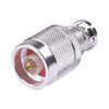 In-line adapter, N male to BNC male, Silver/Gold/Teflon.