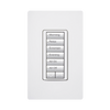 (RadioRA2) Teclado híbrido SeeTouch de 6 botones, 2 botones de subir/bajar, permite programar escenas diferentes en cada botón, se puede instalar en un interruptor de luz.