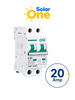 Interruptor termomagnético de corriente Directa 2 Polos 20 Amp / 1000 VDC / Estándar UL / Protección con sistema de disparo termomagnético / Montaje riel Din / Protección IP20