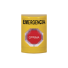 Emergency Stop Button in Spanish, Yellow Color, Maintained Action, Twist to Reset, and Multicolor LED