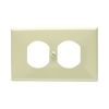 Placa de plástico marfil para tomacorriente dúplex.