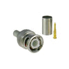 BNC macho de 3 piezas en línea, conector de 75 ohmios, anillo plegable para cable RG-59/U en aplicaciones de CCTV, Níquel/ Oro/ Teflón.