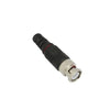 BNC macho en 75 ohmios con base de alivio de tensión de plástico negro para cable coaxial RG-59/niquelado/chapado en oro/Teflón.
