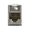 Jack Ultramax Cat6, UTP, Montaje Híbrido en Placa de Pared (Plano y Angulado), Color Gris, Punch Down