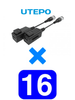 UTEPO UTP101PHD6PAK16 - 16 pares de transceptores pasivos HD / Distancias: CVI 720p a 300M, 1080p a 250M, 4MP a 200M, 4K a 150M