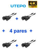 UTEPO UTP101PHD6PAK4 - 4 pares de transceptores pasivos HD, diseño para empalmes ordenados, distancias CVI: 720p a 300m, 1080p a 250m, 4MP a 200m, 4K a 150m
