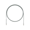 Cable de Parcheo UTP Cat6A, CM/LSZH, Diámetro Reducido (28AWG), Color Gris, 0.30 Metros (1 Pie)