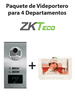 ZKTeco VE04A01PAQ7P - Paquete de Videoportero para 4 Departamentos VE04A01 con 1 Monitor VDPIB3 de 7 pulgadas