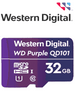 WESTERN WDD032G1P0C- Memoria de 32GB Micro SDHC/ Línea Purple/ Clase 10 U1/ Lectura 50MB/ Escritura 40MB/ Especializada para Videovigilancia