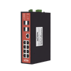 Switch industrial gestionable PoE, puerto 1-2 PoE 24/48. Puertos 3-8 puertos 802.3 af/at/bt, hasta 60 W