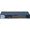 Switch PoE+ / No Administrable / 16 Puertos 10/100 Mbps PoE+ / 2 Puertos 1000 Mbps Uplink / 1 Puerto SFP Uplink / Modo Extendido hasta 300 Metros / 130 W