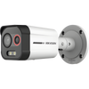 Cámara Bala IP Térmica y Óptica Biespectral / Análisis de Video (VCA) para Protección Perimetral / Clasifica Vehículo/Humano / Térmica 96 x 72 / Óptica 4 MP ColorVu / IP67 / Audio y Alarma Visual