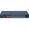 Switch PoE+ / No Administrable / 24 Puertos 10/100 Mbps PoE+ / 2 Puertos 1000 Mbps Uplink / 1 Puerto SFP Uplink / Modo Extendido hasta 300 Metros / 230 W