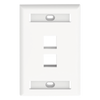 Placa de Pared Vertical, Salida Para 2 Puertos Keystone, Con Espacios Para Etiquetas, Color Blanco
