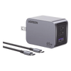 Cargador de 65W serie Nexode Pro | 3 Puertos de Carga Rápida | 2 USB-C | 1 USB-A | Tecnología GaNInfinity | PD3.1 de 65W / QC4.0 | Tecnología de Protección Térmica | Optimiza la Carga | Caja de Aluminio | Incluye Cable U