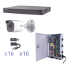 KIT TurboHD 1080p / DVR 16 Canales / 16 Cámaras Bala (exterior 2.8 mm) / Transceptores / Conectores / Fuente de Poder Profesional