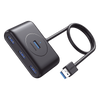 HUB USB-A 3.0 4 en 1 | 4 Puertos USB-A 3.0 (5Gbps) | Entrada USB-C (PD 5V2A) | Cable de 1 Metro | Indicador Led | Ideal para Transferencia de Datos | Entrada USB-C para alimentar equipos de mayor consumo | Color Negro.