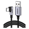 Cable USB-A a USB-C | 2 Metros (6.56 Pies) | Conector con Ángulo Recto de 90° | Carga Rápida de hasta 60W | 480 Mbps | PD3.0 | QC /3.0/2.0 | FPC | AFC | Protección Integrada | Caja de Aluminio | Nylon Trenzado | Color Negro