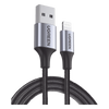 Cable USB-A a Lightning | 1 Metro (3.28 Pies) | Certificado MFi | Carga Rápida 5V/2.4 A | 480 Mbps | Conector C94 | Adecuado para iPhone, iPad y iPod | Protección Integrada | Caja de Aluminio | Nylon Trenzado | Color Negro