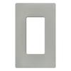 Placa de pared Claro de 1 espacio sin tornillos visibles, para atenuadores, apagadores y controles Lutron con apertura tipo Designer, acabado brillante color gris