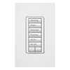 Teclado híbrido C•L de 6 botones con subir/bajar y atenuador integrado de 450 W (100 W en LED/CFL), requiere neutro, para sistema RadioRA 2, color blanco