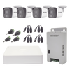 Kit TURBOHD 1080p / DVR 4 Canales / 4 Cámaras con Micrófono Integrado y 101° Visión / Luz Blanca + IR Visión Nocturna / Transceptores / Conectores / Fuente de Poder Profesional Compacta