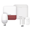 (AX PRO) KIT de Alarma AX PRO con GSM (3G/4G) / Incluye: 1 Hub con bateria de respaldo / 2 Sensores PIR / 3 Contactos Magnéticos mini / 1 Control Remoto / 1 Sirena estrobo Roja Inalambrica Exterior  / WiFi / Compatible con Hik-Connect P2P