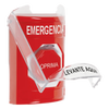 Botón Multipropósito, Color Rojo, De Superficie, Con Tapa De Policarbonato, Con Bocina Pre Alarma, Solo Interior, Llave Para Restablecer, Texto De Emergencia, Español