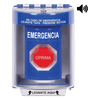 Botón Multipropósito, Color Azul, De Superficie con Espaciador, C/Tapa De Policarbonato, C/Bocina Pre Alarma, Interior/Exterior, Llave Para Restablecer, Texto De Emergencia, Español
